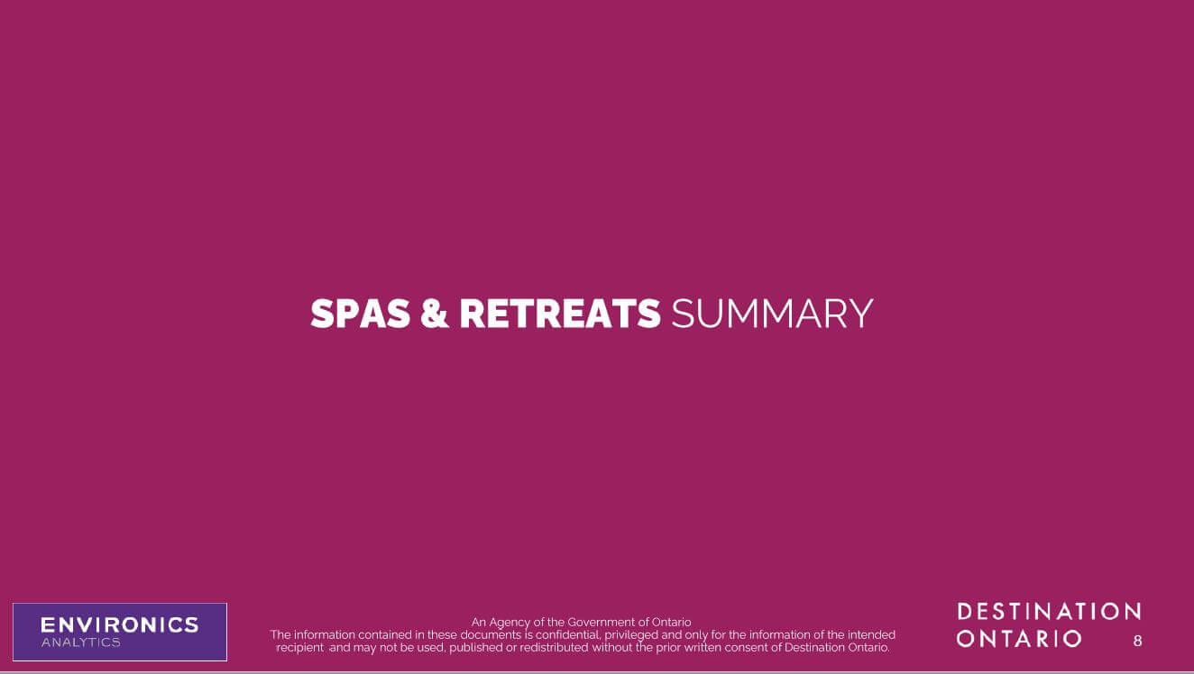 Spas and Retreats Summary